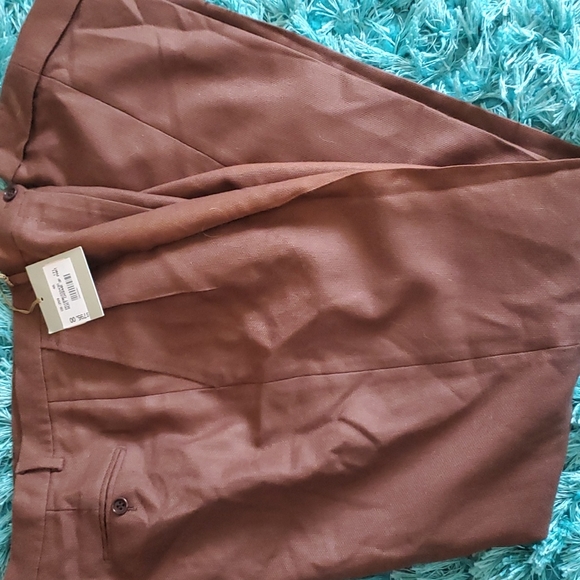 nwt women's Giorgio's of palm beach brown cashmere pants pleated cuffed Italy - Picture 1 of 7